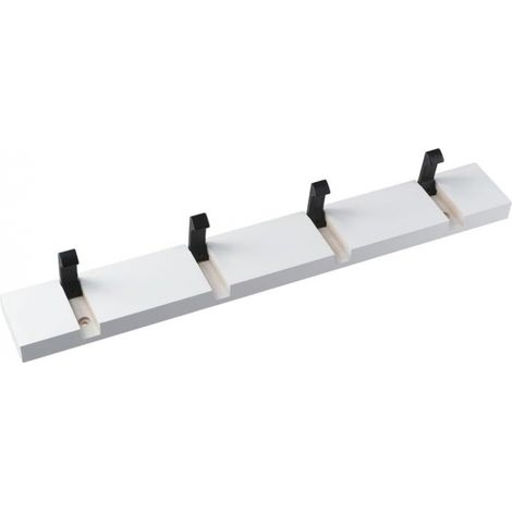 Perchero de pared con 4 ganchos retráctiles, perchero de pared para colgar abrigos, bufandas, bolsos y otros artículos, color blanco, 1 ud. (1/4)