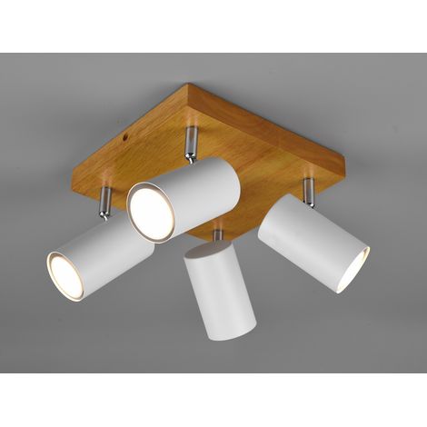 Marley Spotlight 4 Spot GU10 Weiß und Holz 22x22 cm Trio Beleuchtung (1/5)