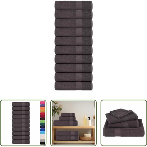 vidaXL Frottiertuch - Handtücher FROGN 10 Stk. Anthrazit 50x100 cm 360 g/m² (1/5)
