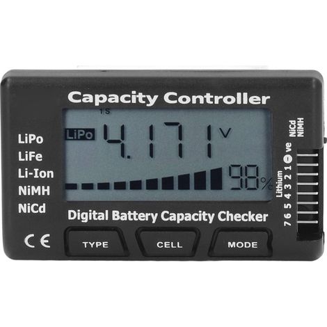 Testeur de capacité de batterie numérique, testeur de tension et indicateur de pourcentage de capacité pour batteries LiPo, LiFe et NiMH (1/5)