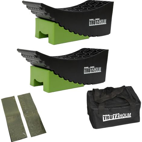 2 x Ausgleichsrampe mit Unterlegmatte 13,5 T 42x17x17 / 20x12x9 cm Kunststoff Wohnmobil (1/5)