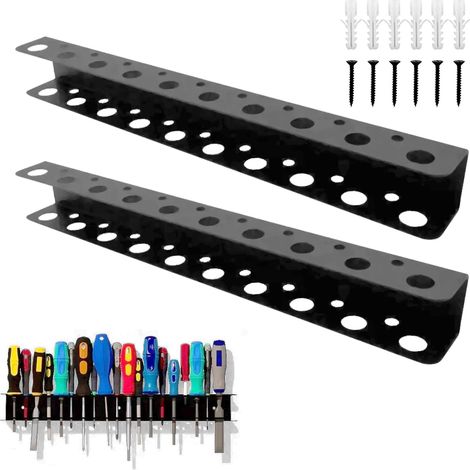 Support Mural Tournevi, 2 Pièces Organisateur de Tournevis, 40 cm Tournevis Étagère Murale, 23 Trous Étagère Murale Porte-Outils pour Garage Maison Atelier Réparation (1/5)