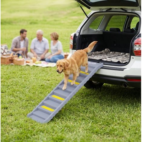 Rampa plegable para perros con 10 escalones, superficie antideslizante, hasta 25 kg, gris HAVRYA (1/5)