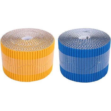 2 rouleaux de papier de fond décoratif à bordure festonnée (jaune et bleu) (1/5)