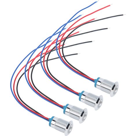 Quatre ensembles vendus ensemble, voyant LED bicolore étanche en métal de 12 mm, 110-220 V rouge et bleu. (1/5)