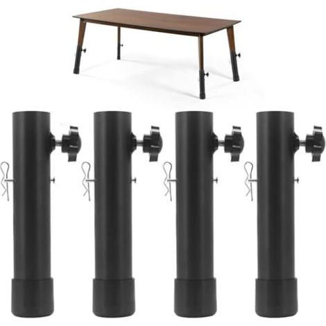 Set of 4 folding table leg extensions - 20cm - Height adjustable - Suitable for straight or curved folding tables (20cm) (1/5)