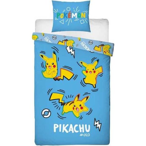 Parure de lit Pokémon Pikachu Microfibre Housse 140 x 200 cm + Taie 63 x 63 cm (1/4)