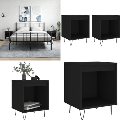 Nachttische 2 Stk. Schwarz 40x35x50 cm Holzwerkstoff - Nachttisch - Beistelltisch - Wohnzimmermöbel - Schlafzimmerschreibtisch - Holzmöbel - Home & Living (1/5)
