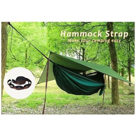 Sangle Pour Hamac - 280 cm x 2,5 cm - Fixation Arbre Sans Dommage - Charge Max 200 kg - Avec 2 Mousquetons En Fer - Lot De 2 (1/5)