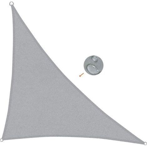 Voile d'ombrage triangulaire - PZCC - 4x4x4 m - Protection UV 98% - Toile polyester imperméable - Gris clair (1/3)