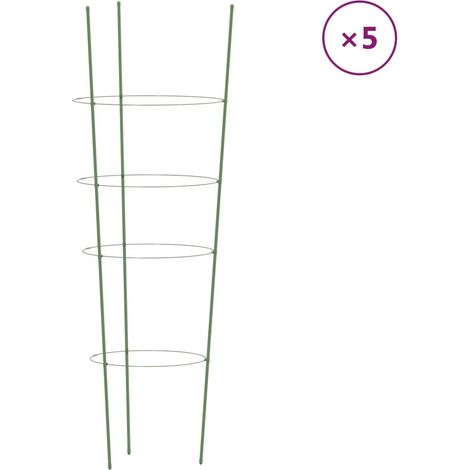 Supports pour plantes de jardin 4 anneaux 5 pcs Vert 90 cm Acier CFW462852 (1/5)