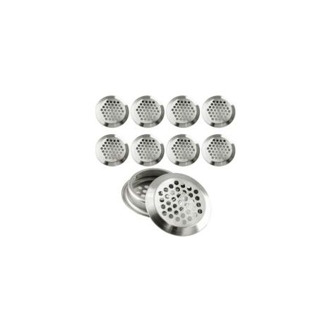 Griglia di ventilazione rotonda, prese d'aria in acciaio inox, formato di montaggio 35 mm, argento, 10 pezzi (convessi) - Crezuo