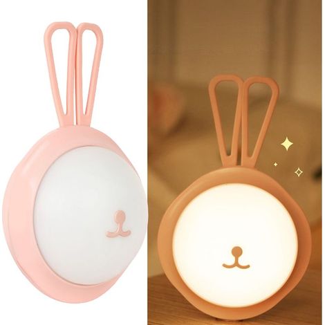 Veilleuse LED rose à 3 niveaux de luminosité, commande tactile douce, rechargeable, idéale pour la chambre de bébé. (1/5)