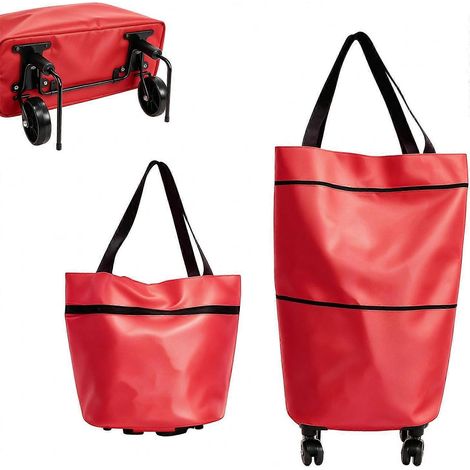 Chariot de courses pliable 2 en 1 - Chariot à sacs pliables avec roulettes pour faire les courses, aller au marché ou camper (1/5)