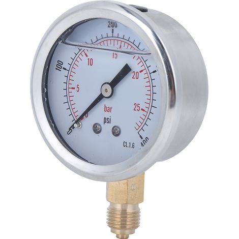 Manomètre à bain d'huile haute précision TS PGG604-25bar 1/4BSP Y60, 0-25 bar (0-400 psi) (1/5)