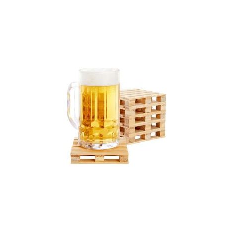 Posavasos de madera - Juego de 6, 9,9 x 9,9 cm, Marrón - Posavasos cuadrados de madera para bebidas frías y calientes - Diseño original de minibandeja para el hogar y la oficina. - Crezuo