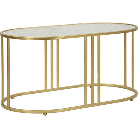 Table Basse Ovale "Antalia" 90cm Transparent & Or (1/5)