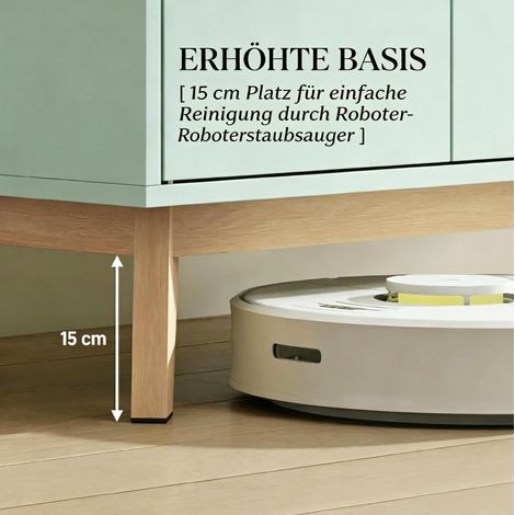 Meuble TV 120x35x50 cm en MDF vert clair avec rangement, pour petit salon – MEUBLIV (1/5)