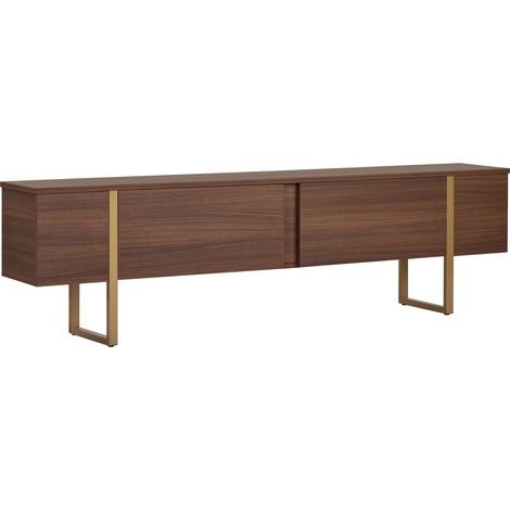 Porta TV in legno "Onera" - 180 x 30 x 50 cm - Noce / Oro