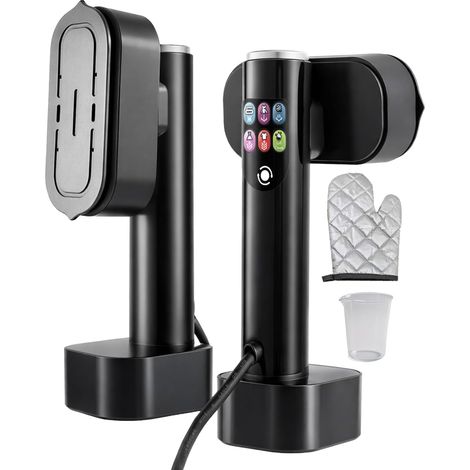 Steamer - Mini fer à repasser à vapeur 1300 W - 2 en 1 - Chauffage rapide en 15 secondes - Réservoir d'eau de 190 ml - 6 modes (5 vapeur + 1 sec) - Avec écran LED - Pour la maison, les voyages (1/5)