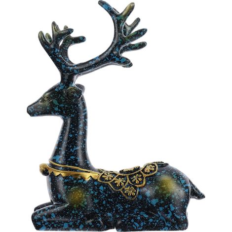 Figurine en Résine Cerf Bleu Ornement Décoratif Non Décolorant pour Bureau ou Maison Charme Naturel et Posture (1/5)