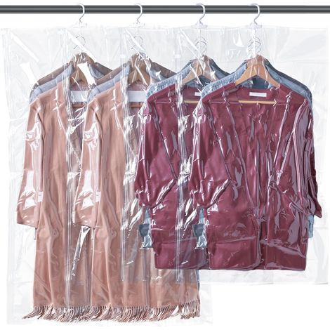 Stück Vakuum-Aufbewahrungsbeutel 110x67cm und 135x67cm, transparent, wiederverwendbar für Mäntel, Anzüge und Jacken (1/5)