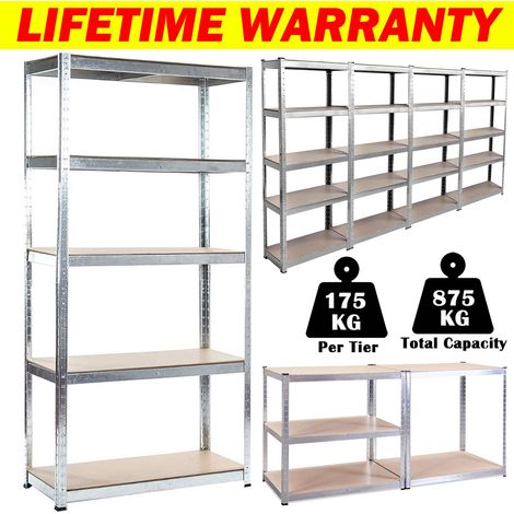 Metal Storage Shelve 5-Tier Black Adjustable Storage Shelves Heavy Duty Metal Shelves Storage Boltless Rack 875KG Capacity (175KG Per Shelf) for Workshop, Shed, Office Large (1/5)