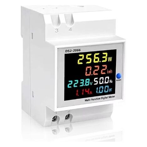 Indicateur de consommation électrique D52-2066 compteur électrique phase ménage smart watt-heure mètre rail de guidage type 220V tension courant puissance fréquence facteur compteur compteur