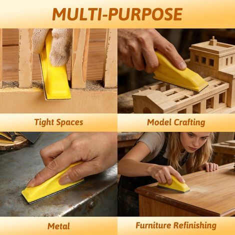 180 Pièces Kit de Ponçage de Précision, Grain 80–1000 Papier Abrasif avec Blocs de Ponçage pour Doigts, pour Petites Zones et Coins, Travail du Bois, Réparation de Meubles, Bricolage et DIY (1/5)