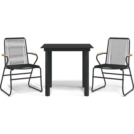 Set da Pranzo da Giardino 3 pz  Salotto da Giardino Nero in Rattan PVC (1/5)