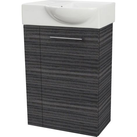 Fackelmann B. PERFEKT SBC Gäste-WC Set 2 Teile – Waschtischunterschrank in Holz Anthrazit mit Waschbecken Keramik – Waschbeckenunterschrank schmal – Türanschlag rechts – Hahnloch links – 45 cm breit"- (1/4)