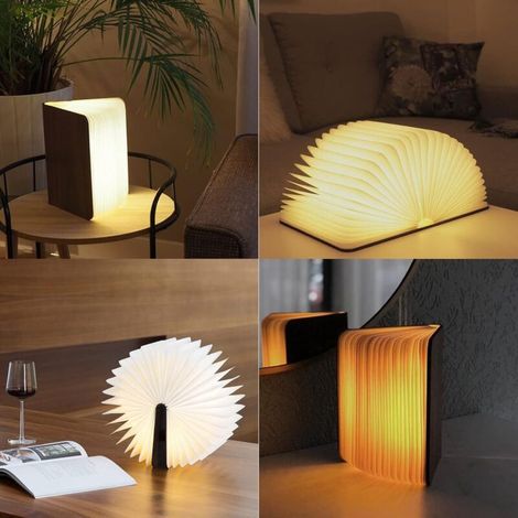 Lampada da lettura a LED pieghevole in legno, lampada da scrivania a LED in noce nero, luce notturna ricaricabile tramite USB, luce ambientale (9122,5 cm) (1/4)