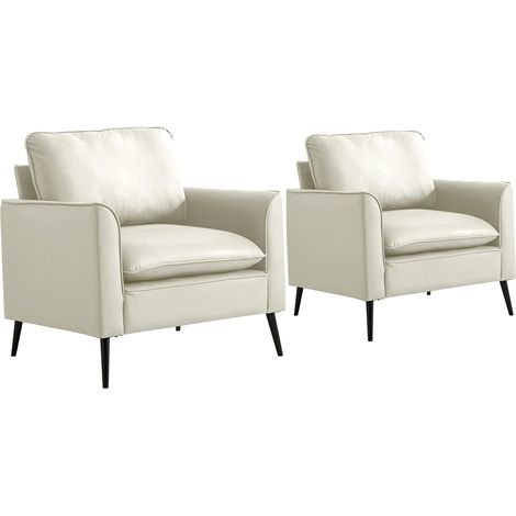 Poltrona singola in similpelle bianca con cuscino cervicale e lombare, 80 x 68 x 80 cm (1/5)