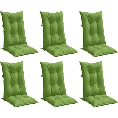 vidaXL Coussins de chaise à dossier haut lot de 6 vert mélangé tissu