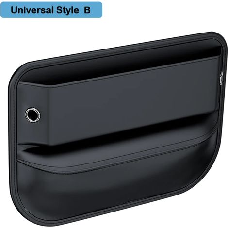 (Style universel B) Sacoche de rangement latérale pour console de voiture Ouspow en cuir PU, boîte de rangement portable avec porte-bouteille, comble l'espace latéral de la console de voiture (1/5)
