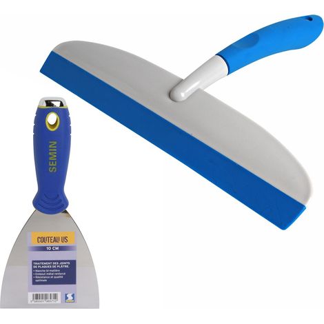 Couteau US à enduire Semin - 10 cm et une raclette à lisser Semin - 30 cm (1/5)