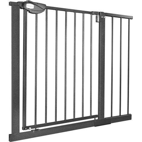 Barrière de Sécurité pour enfants, barrière d'escalier avec sans perçage et grille métallique 85 - 95 cm de large - Noir NAIZY