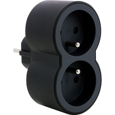 LEGRAND - Fiche biplite avec 2 prises frontales avec terre 16A 3680W - noir et gris foncé