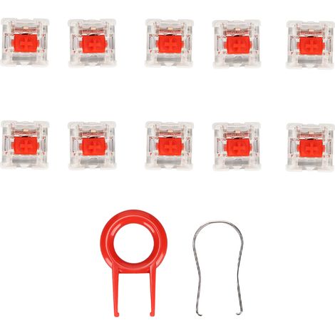 10 Interrupteurs Mécaniques Rouges Alliage Tactile Résistant avec Extracteur pour Clavier (1/5)