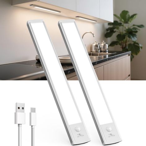 Lampe de Placard, 30 cm USB-C Eclairage LED wiederaufladbar, Lampe Détecteur de Mouvement, Lampe LED ohne Faser für Schrank, Placard, Escalier – 2 Stück (1/5)