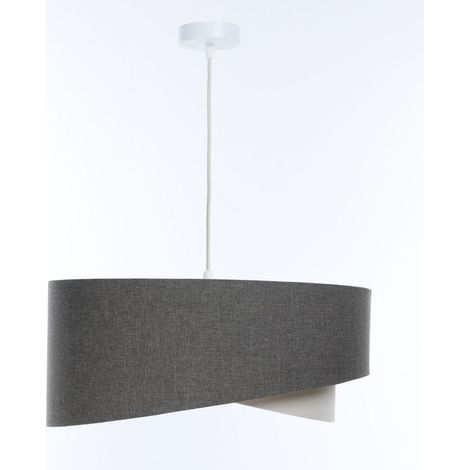 Pendelleuchte Stoff E27 rund Ø 40 cm H: max. 90 cm Weiß Grau Creme Modern (1/5)