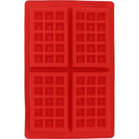Moule à gaufres en silicone, sûr, élastique et facile à démouler, idéal pour la confection de puddings, gâteaux et chocolats. Modèle rectangulaire à 4 cases (51060). (1/5)