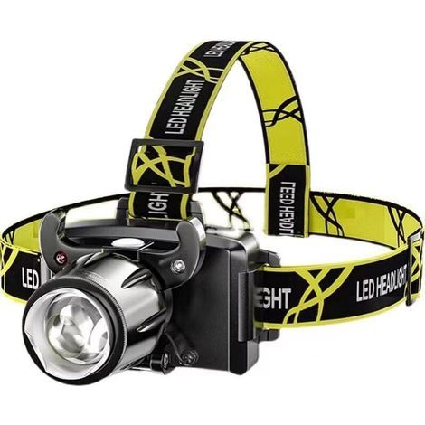 Stirnlampe für den Außeneinsatz, fokussierter Modus/Spotlight-Modus, zwei Modi zur Einstellung von Entfernung und Reichweite. (1/5)
