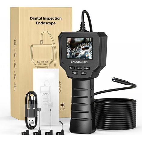 Caméra d'inspection endoscopique 1440P HD – Câble semi-rigide 5m – Lentille 8mm étanche IP67 – 6 LED réglables pour espaces confinés (1/5)