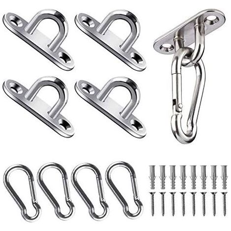 Ceiling Hooks, 50 kg Load Capacity, Stainless Steel Oblong Eye Plates for Yoga Swings, Hammocks, Awnings, Boat Accessories (24 Pack)
