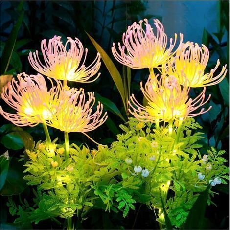 Luces solares exteriores con forma de flor (2 unidades), luces LED impermeables IP65, decoración de jardín exterior, luces solares para balcón, terraza, camino y césped. (1/4)