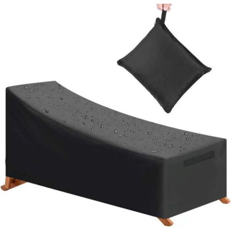 Protective cover, waterproof, windproof, UV-resistant, 210D Oxford fabric, sun protection, chaise lounge (210 x 75 x 40/80 cm) - Black (1/5)