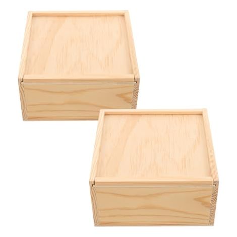 Boîte à Bijoux Vintage en Bois Beige 2 Pièces avec Couvercle Coulissant pour Rangement Protégé de Colliers et Bagues. pour Commode ou Occasions Spéciales (1/5)