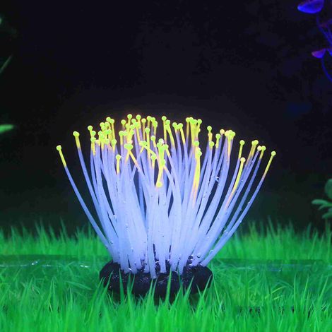 Anémone de mer artificielle en Silicone avec effet lumineux pour décoration d'ornement d'aquarium de poissons (1/5)