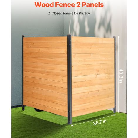 Clôture de confidentialité en bois, 1100 x 982 mm, clôtures d'écran pour climatiseur à 2 panneaux, avec piquets métalliques, installation facile, brise-vue extérieur pour décoration de jardin (1/5)